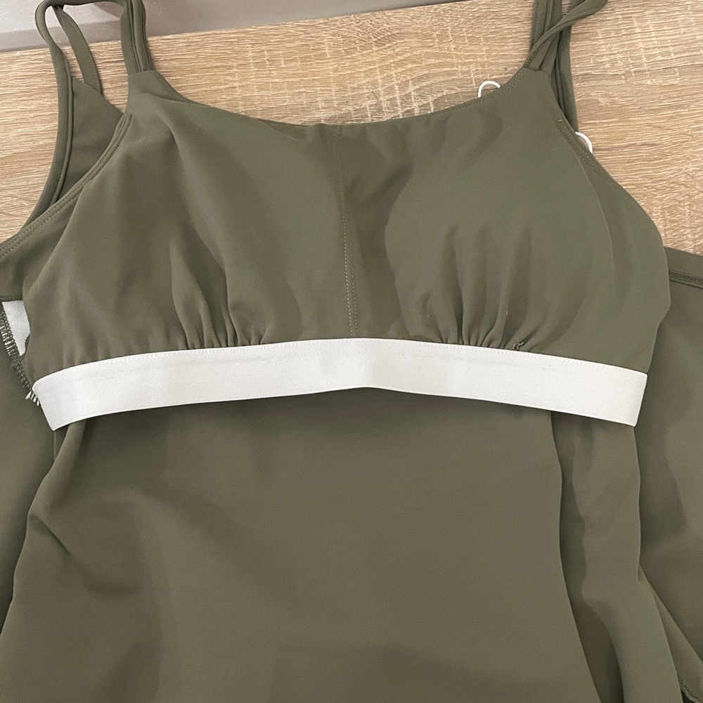 Olive Green Women's Halara dress with shorts - Picture 8 of 13